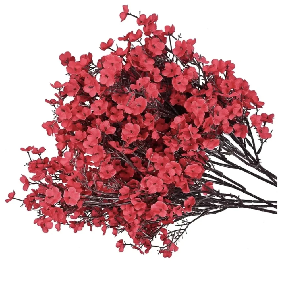 Elegant Red Silk Flower Arrangement 14pieces  Includes New In Original P…